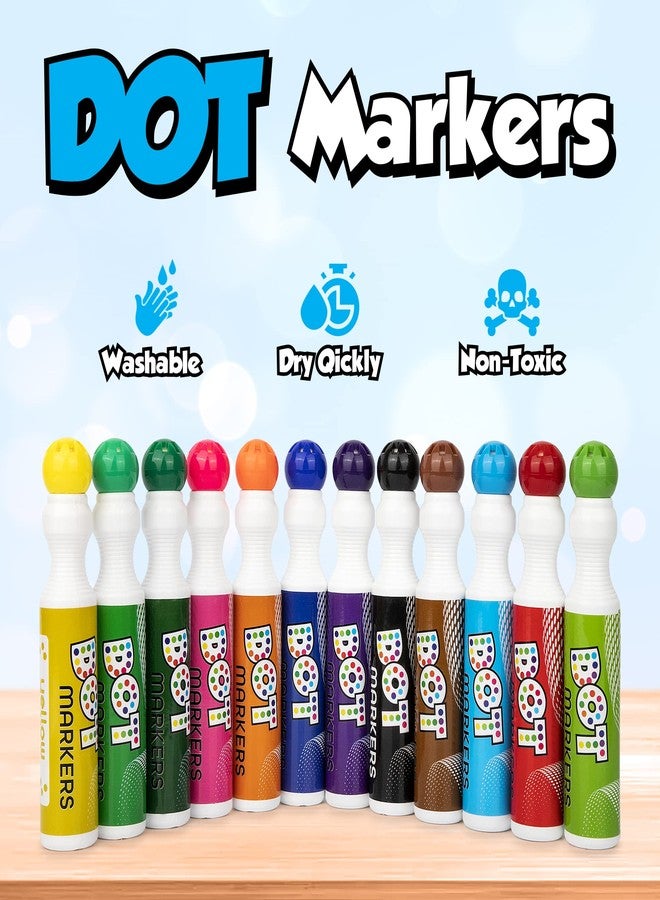 PLAYKIDIZ Darice Washable Dot Markers for Toddlers, 12 Colors (40ml 1.35oz) Paint Marker Dot Art Set, Water Based Non-Toxic Bingo Daubers for Kids - Image 3