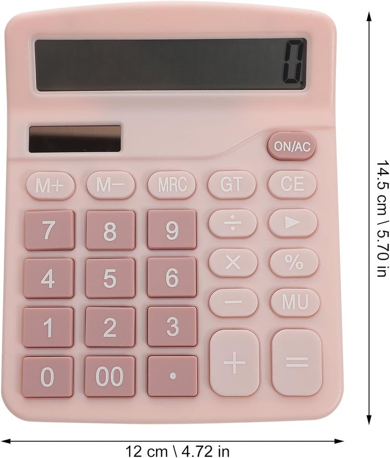 BESTonZON Portable 12-Digit Solar Calculator Dual Power Colorful Basic Calculator for Office and Student Use, Pink Compact Dual Tool for Work and School - Image 4