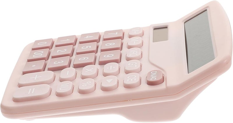 BESTonZON Portable 12-Digit Solar Calculator Dual Power Colorful Basic Calculator for Office and Student Use, Pink Compact Dual Tool for Work and School - Image 1