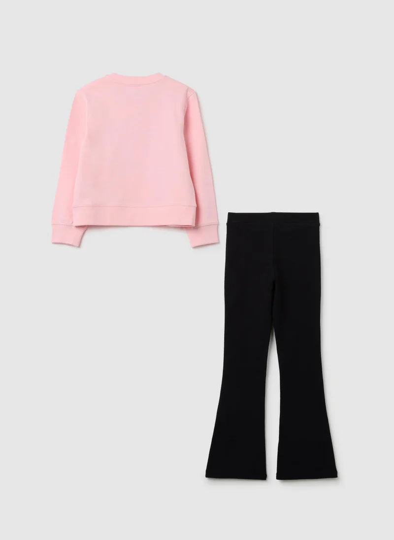 او في اس طقم قطن وردي مطاطي للبنات من