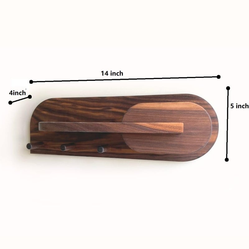 Crysellewoods Sheesham Wood Key Stand for Wall Wooden Key Holder for Home Key Chain Holder with 5 Hooks Designer Key Chain Stand Wall Stylish Key Stand for Entryway Office Decor - Image 3