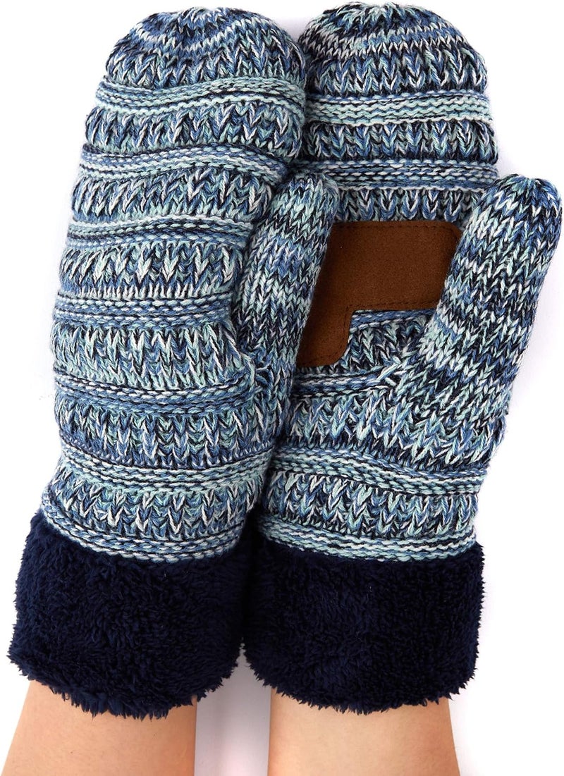 Cc Women Thick Faux Fur - Sherpa Fleece Lined Warm Winter Mittens - Image 1