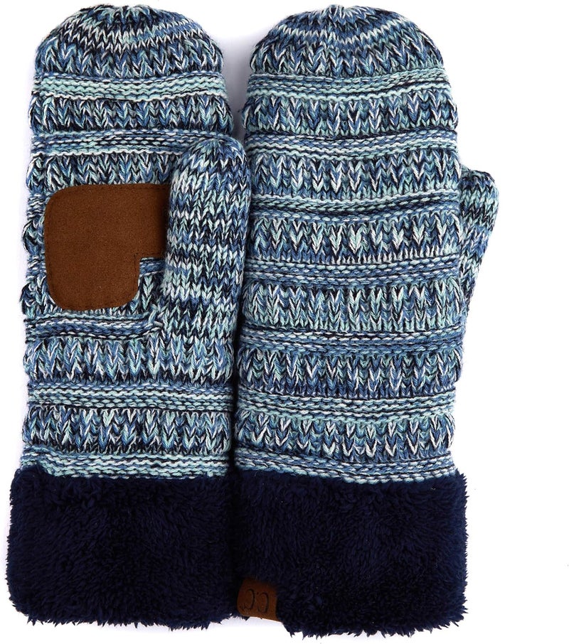 Cc Women Thick Faux Fur - Sherpa Fleece Lined Warm Winter Mittens - Image 2