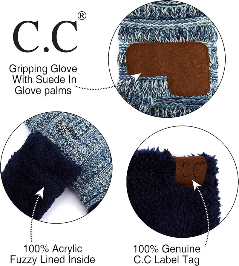 Cc Women Thick Faux Fur - Sherpa Fleece Lined Warm Winter Mittens - Image 4