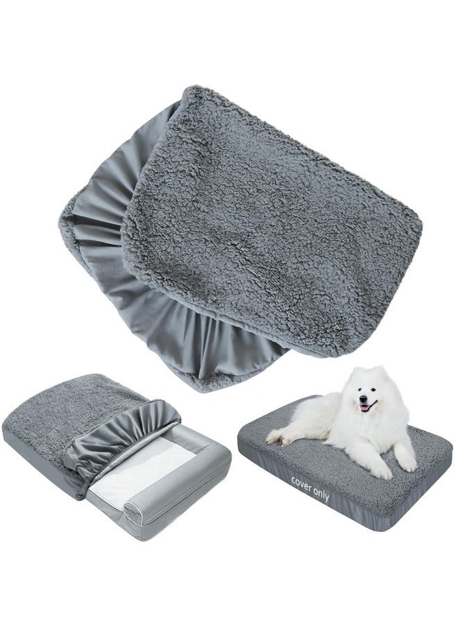 Moonsea Dog Bed Covers Soft Plush Replacement Washable, Waterproof Dog Bed Liner Grey, Dog Mattress Cover, Pet Bed Cover 30x20 Inches, for Dog/Cat, Cover Only  - Image 1