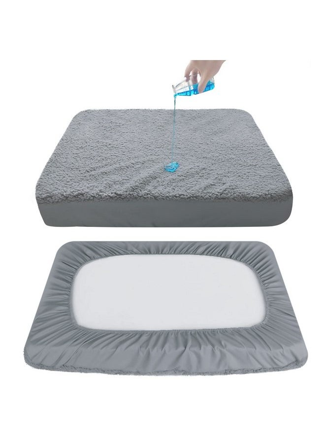 Moonsea Dog Bed Covers Soft Plush Replacement Washable, Waterproof Dog Bed Liner Grey, Dog Mattress Cover, Pet Bed Cover 30x20 Inches, for Dog/Cat, Cover Only  - Image 3
