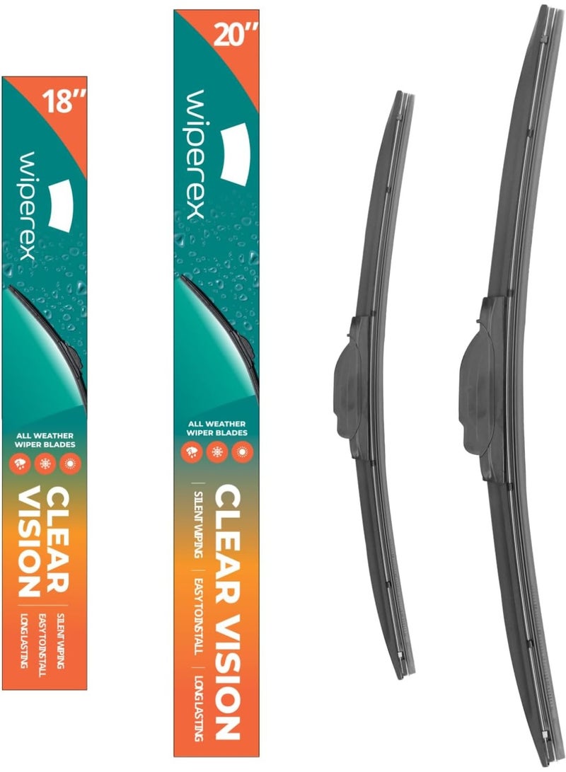 ويبيركس WiperEX 20" + 18" Wiper Blades – Silent, Streak-Free, Anti-Lift, Durable Natural Rubber Pair (Pack of 2) - Image 1