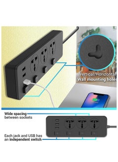 Generic 6 in 1 Power Universal Socket, with 3 sockets and 3 USB ports, Plug Socket Extension Cable For Phone Charging  - Image 5