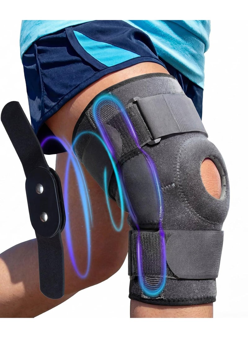 Hinged Knee Brace - Relieves ACL, MCL, Meniscus Tear, Arthritis, Tendon Pain - Open Patella Design with Dual Metal Side Stabilizers - Support for Running, For Men and Women (Large) - Image 1