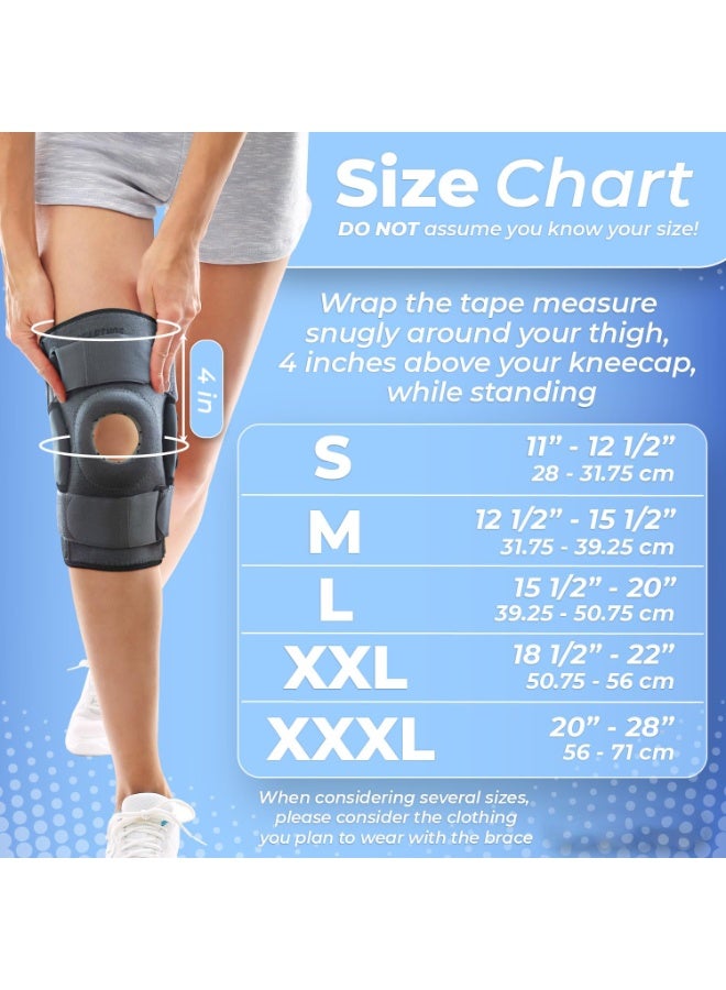 Hinged Knee Brace - Relieves ACL, MCL, Meniscus Tear, Arthritis, Tendon Pain - Open Patella Design with Dual Metal Side Stabilizers - Support for Running, For Men and Women (Large) - Image 4