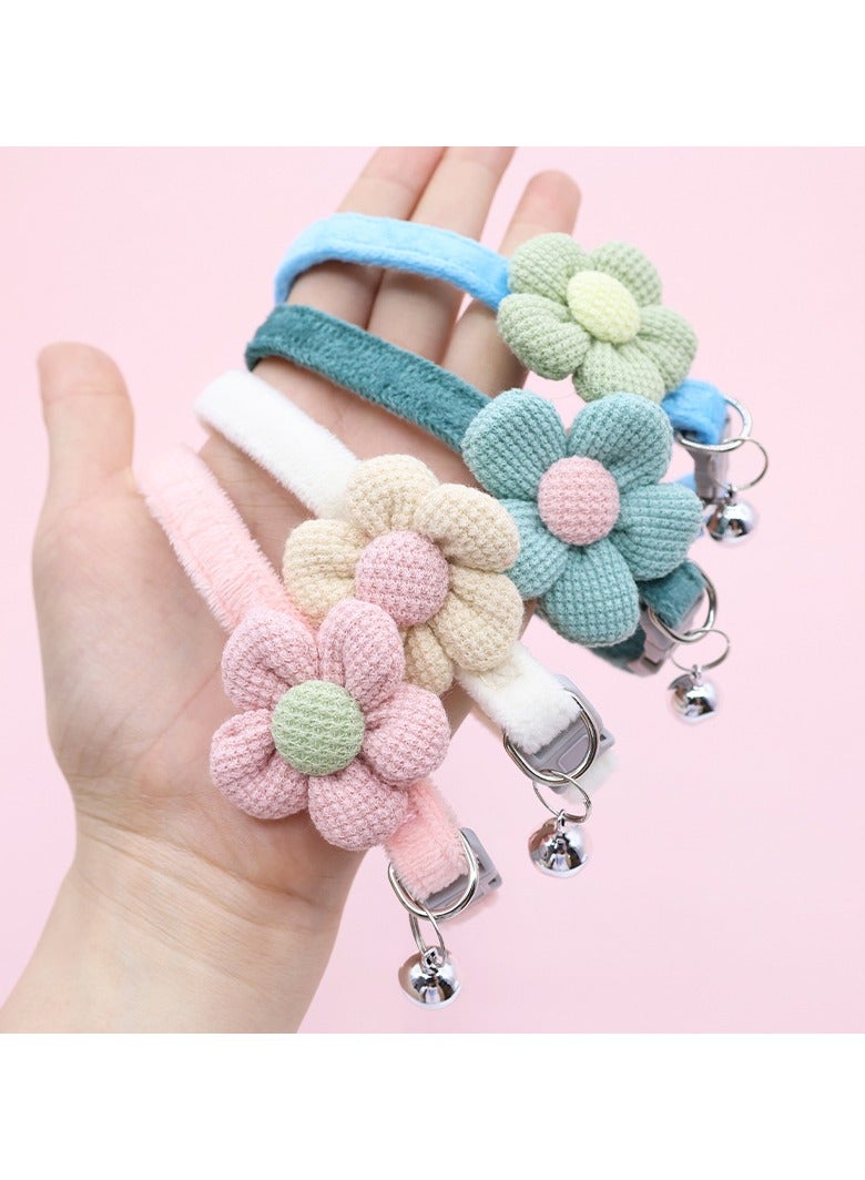 RTYY 4Pcs Cat Collar Flower Cat Collar Breakaway Kitten Collar Flower and Bell Soft Nylon Adjustable Breakaway Collars for Girls Boys Cats, Small Dogs, Puppies - Image 2