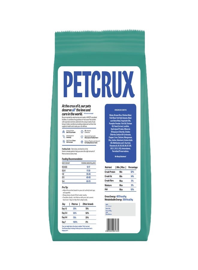 Petcrux Dry Kitten Cat Food, Ocean Fish Flavor, with Omega 3 & 6 and Taurine, Complete & Balanced Nutrition for Growing Kittens, 1 kg - Image 2