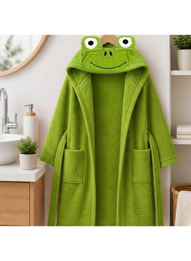 VELMORE Premium Kids Hooded Bathrobe – 100% Cotton Soft & Absorbent Towel Robe for Boys & Girls, Lightweight, Quick Dry, with Belt & Pockets (650 GSM) - 12 - 16 Y - Light Green - Image 1