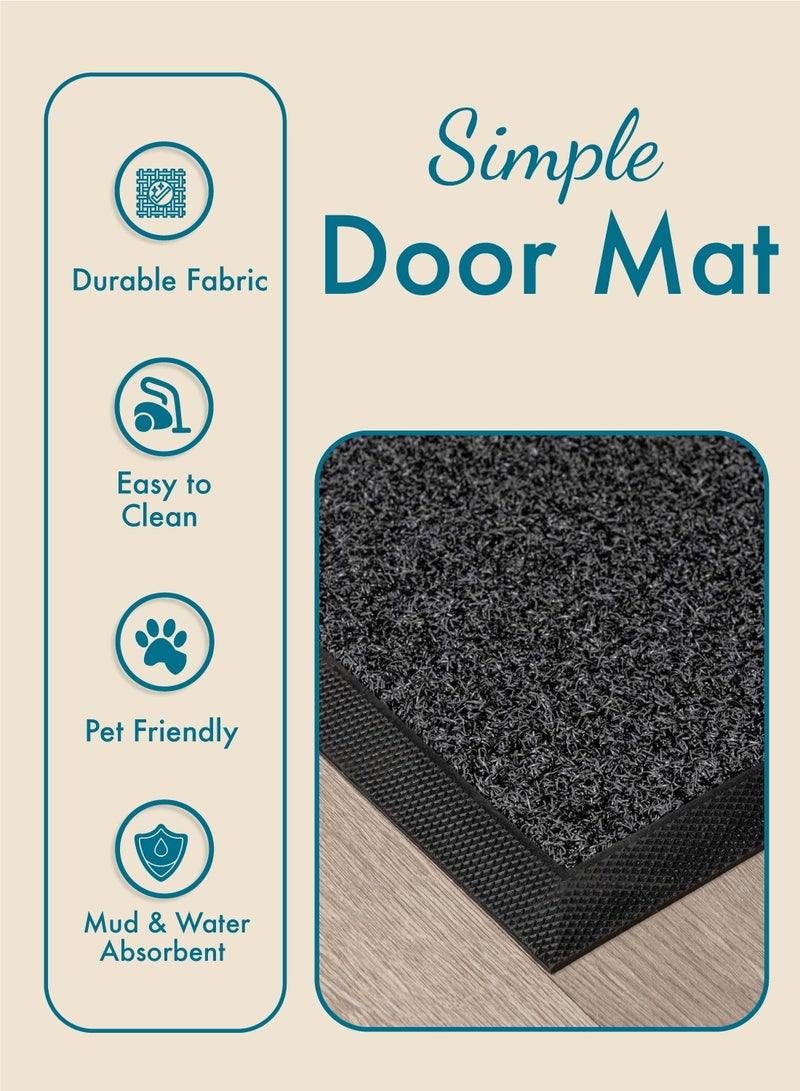 ZYMTA Outdoor Door Mat – 46x76 cm Heavy-Duty Polypropylene with Non-Slip Rubber Backing – Weather-Resistant Entryway Mat for Front Door & Shoe Area – Dark Grey - Image 2
