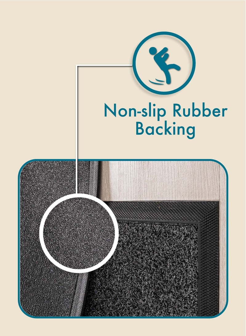 ZYMTA Outdoor Door Mat – 46x76 cm Heavy-Duty Polypropylene with Non-Slip Rubber Backing – Weather-Resistant Entryway Mat for Front Door & Shoe Area – Dark Grey - Image 4