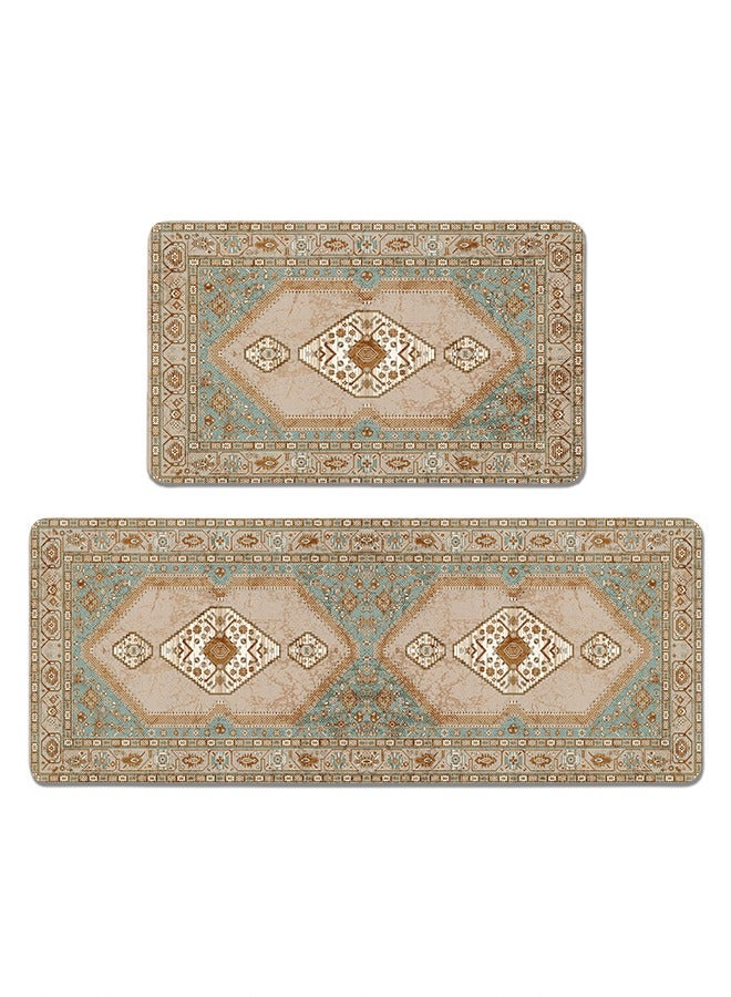 2 PCS Kitchen Floor Mats Rugs Set, Cushion Floor Carpet, Waterproof, Oil Resistant and Anti-Fatigue PU Standing Mat for Kitchen, Floor, Office, Sink, Laundry 45*75CM+45*120CM - Image 1