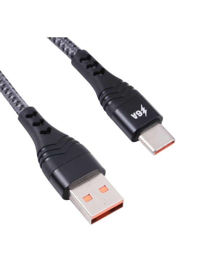ADC ADC-005 6A USB to USB-C / Type-C Weave Fast Charging Data Cable, Length:1m(Black)  - Image 1