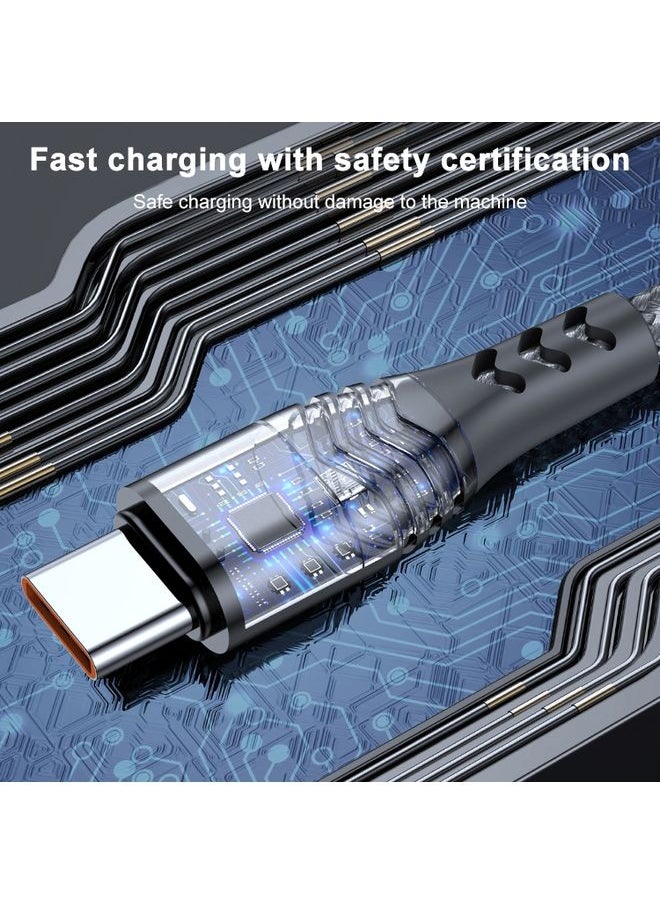 ADC ADC-005 6A USB to USB-C / Type-C Weave Fast Charging Data Cable, Length:1m(Black)  - Image 5