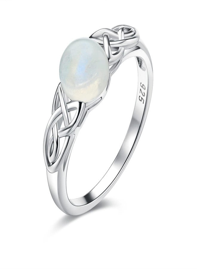 Gemsme 18K White Gold Filled 925 Sterling Silver 7.00mm Moonstone Victorian Style Solitaire Ring for Women (7) - Image 1