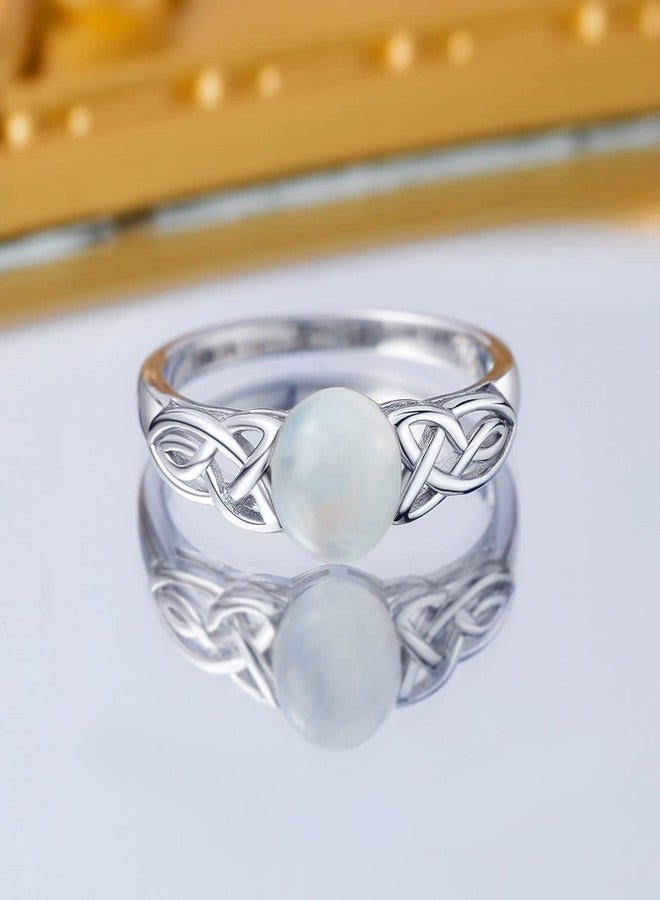 Gemsme 18K White Gold Filled 925 Sterling Silver 7.00mm Moonstone Victorian Style Solitaire Ring for Women (7) - Image 5