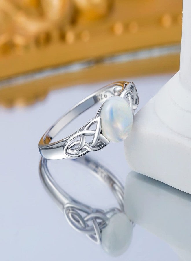 Gemsme 18K White Gold Filled 925 Sterling Silver 7.00mm Moonstone Victorian Style Solitaire Ring for Women (7) - Image 4