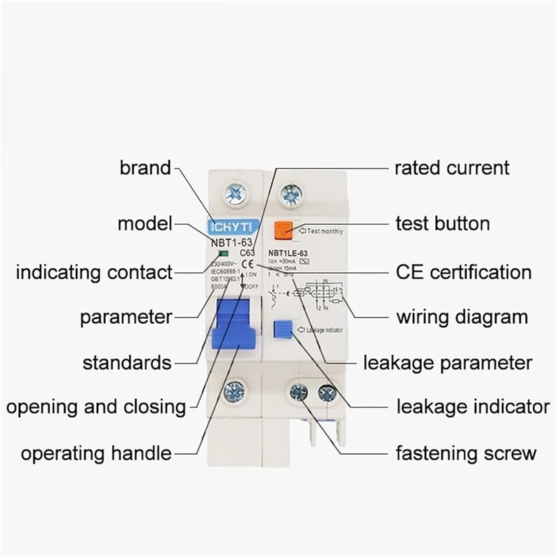 10A 1P N Residual Current Circuit Breaker ELCB RCCB DZ47LE NBT1LE - Image 5