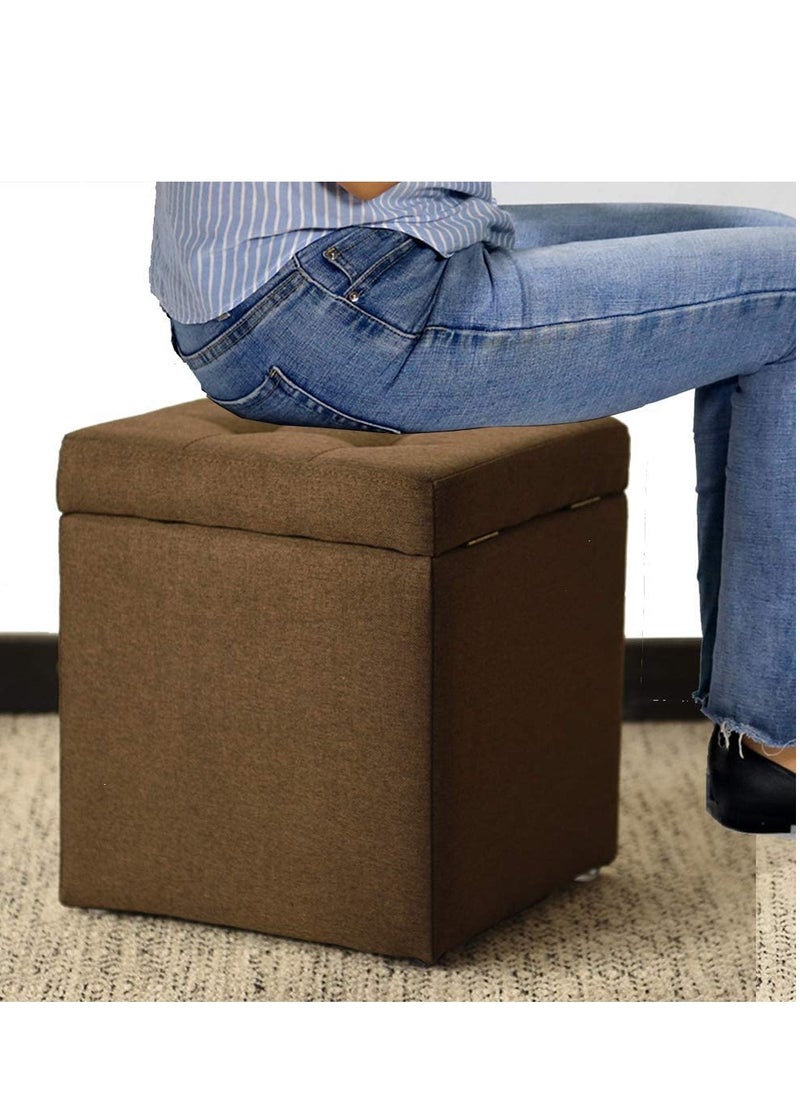 Generic - FFD Storage Ottoman Cube Footrest Seat,Space Saving Foldable Storage Ottoman Boxes Padded with Memory Foam Folding Stool - Image 1