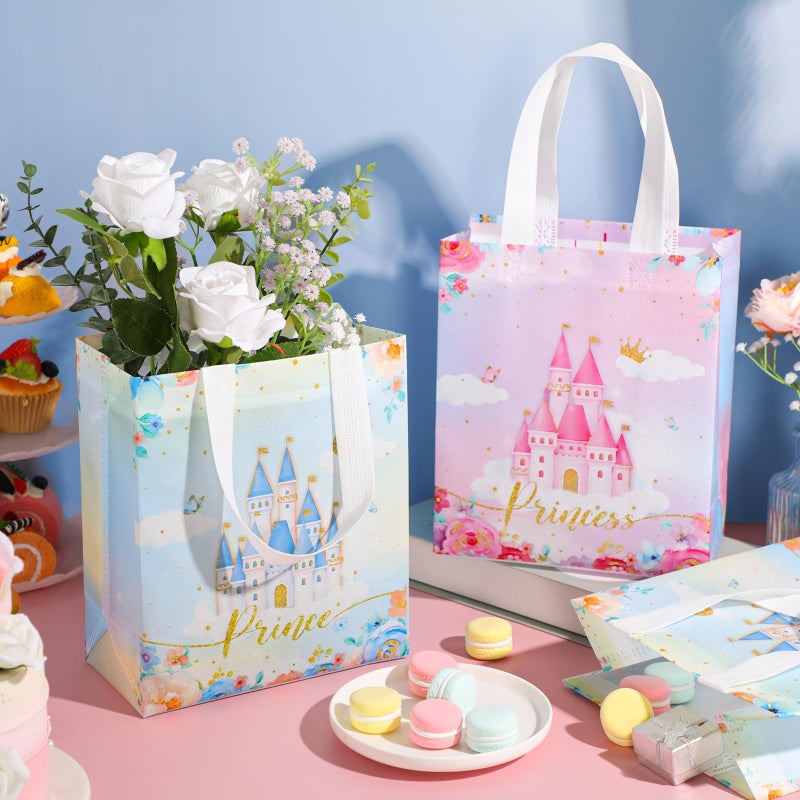 Locmeo 24 Pcs Party Favor Bags with Handles Reusable Non Woven Candy Goodie Bags Treat Gift Bag for Girl Boy Birthday Baby Shower, 8 x 4 x 10 Inch - Image 3