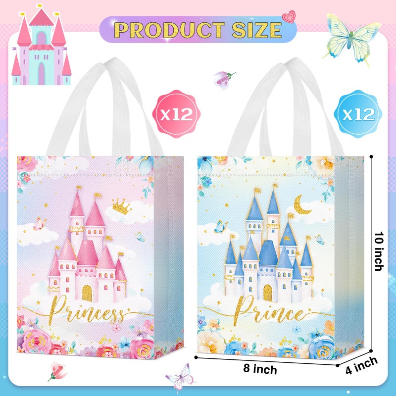Locmeo 24 Pcs Party Favor Bags with Handles Reusable Non Woven Candy Goodie Bags Treat Gift Bag for Girl Boy Birthday Baby Shower, 8 x 4 x 10 Inch - Image 2