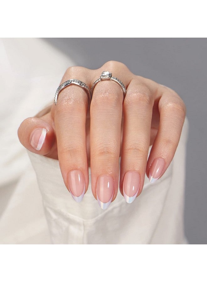 بي تي آرت بوكس أظافر صناعية قصيرة بطرف فرنسي - أظافر صناعية بيضاء بلون اللوز، مع غراء أظافر، تناسب تمامًا وأظافر طبيعية قابلة لإعادة الاستخدام في 16 مقاسًا، حورية البحر - Image 1