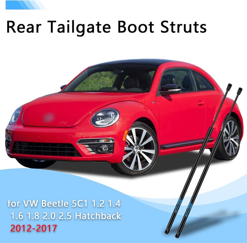 Koaudb 2X Rear Tailgate Struts with Spoiler for VW Beetle 5C1 1.2 1.4 1.6 1.8 2.0 2.5 Hatchback 2012-2017 Car Boot Struts 630N Gas Struts Heavy Duty Lift Support System Replace #5C5827550C - Image 2