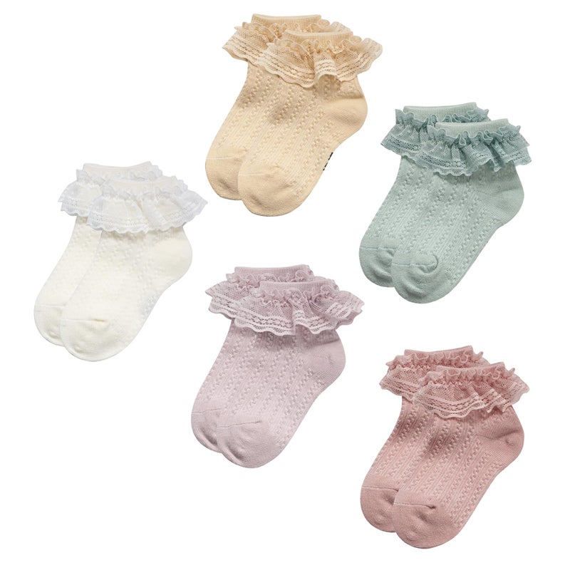Durio Durio Infant Socks 03 Newborn Baby Socks Super Soft Girls Ruffle Socks Frilly Dress Socks for Baby Girls 612 Months Cute Toddler Girl Socks A2 GreenBeigePinkWhitePurple PInk 012 Months