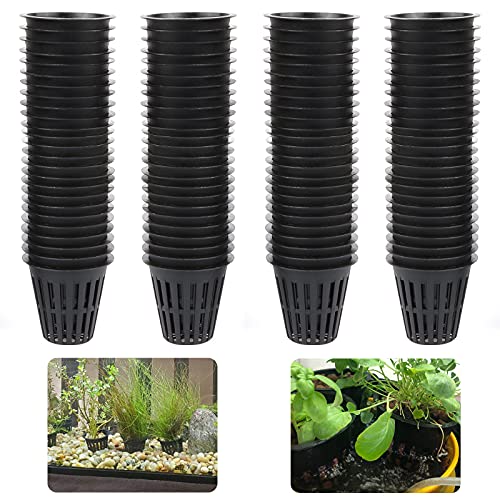 IPXEAD 100PCS 2 Inch Garden Slotted Mesh Net Cups Round Heavy Duty Net Cups Pots for Hydroponics Slotted Mesh