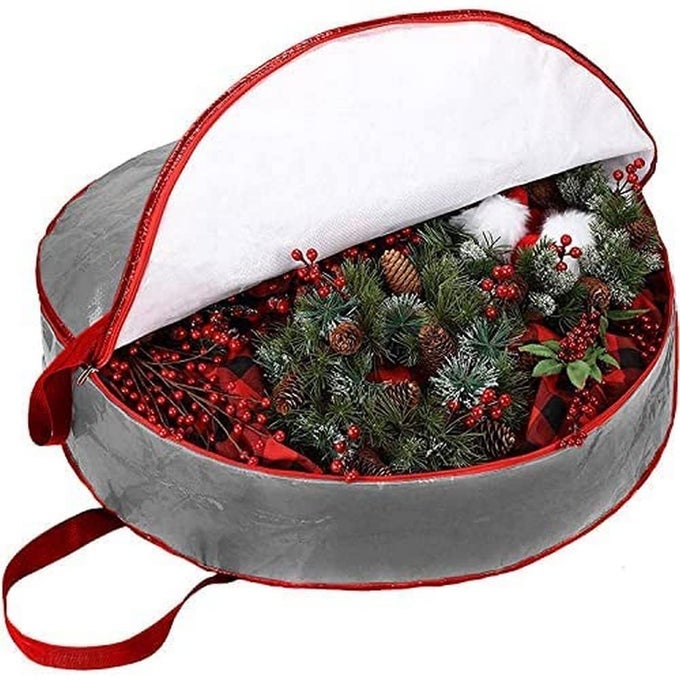 RAM GREY WATERPROOF WREATH STORAGE BAG WITH ZIP WATERPROOF WREATH STORAGE BAGS FOR 30 INCH