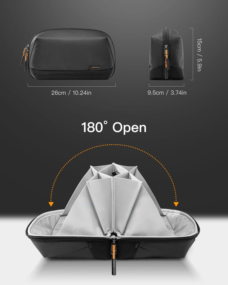 Inateck Polyester AB03007 Electronic Case, Splash-Proof Accessory Bag, Gadget Organiser Bag, USB Cable Organiser, Travel Friendly, Black - Image 2