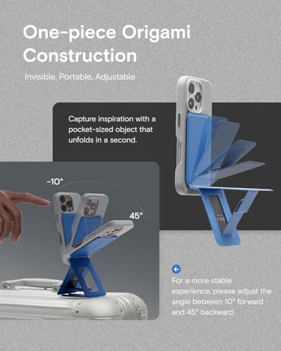 MOFT Phone Tripod Stand Selfie Stick for iPhone, Multi-Angles iPhone Stand, Lightweight & Portable Phone Holder, Strong Magnets, MOVAS Vegan Leather, Travel Essentials, Misty Cove (Without Card Slot) - Image 3