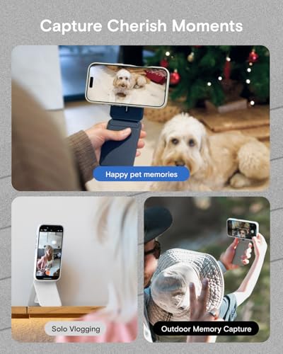 MOFT Phone Tripod Stand Selfie Stick for iPhone, Multi-Angles iPhone Stand, Lightweight & Portable Phone Holder, Strong Magnets, MOVAS Vegan Leather, Travel Essentials, Misty Cove (Without Card Slot) - Image 4