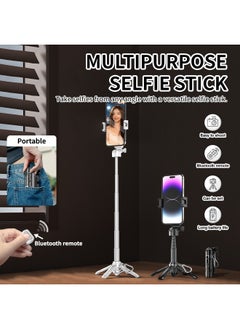 Generic Mobile Phone Selfie Stick With Bluetooth Remote Control Handheld Tripod With Keychain Retractable Travel Phone Holder Aluminum Alloy Rechargeable For Video, Blogging, Taking Photos, Live Streaming  - Image 2