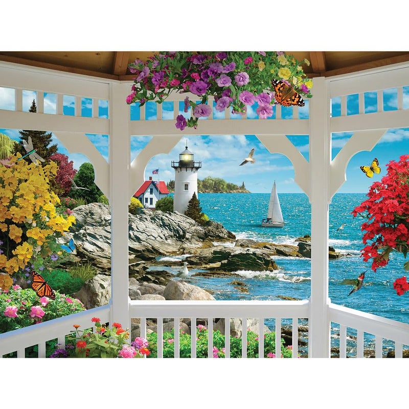 Bits and Pieces  300 Piece Jigsaw Puzzle for Adults  Gazebo View  300 pc Large Piece Ocean View Jigsaw by Alan Giana  18 x 24