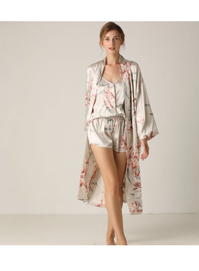 Three-Piece Suspender Shorts And Nightgown Set