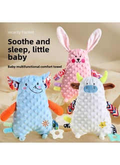 Generic Supply Infant Baby Soothing And Sleeping Plush Doll With Tooth Glue Can Be Imported Pea Velvet Comfort Towel-Color:Pink Square Towel 50.2G Volume Weight 100g  - Image 2