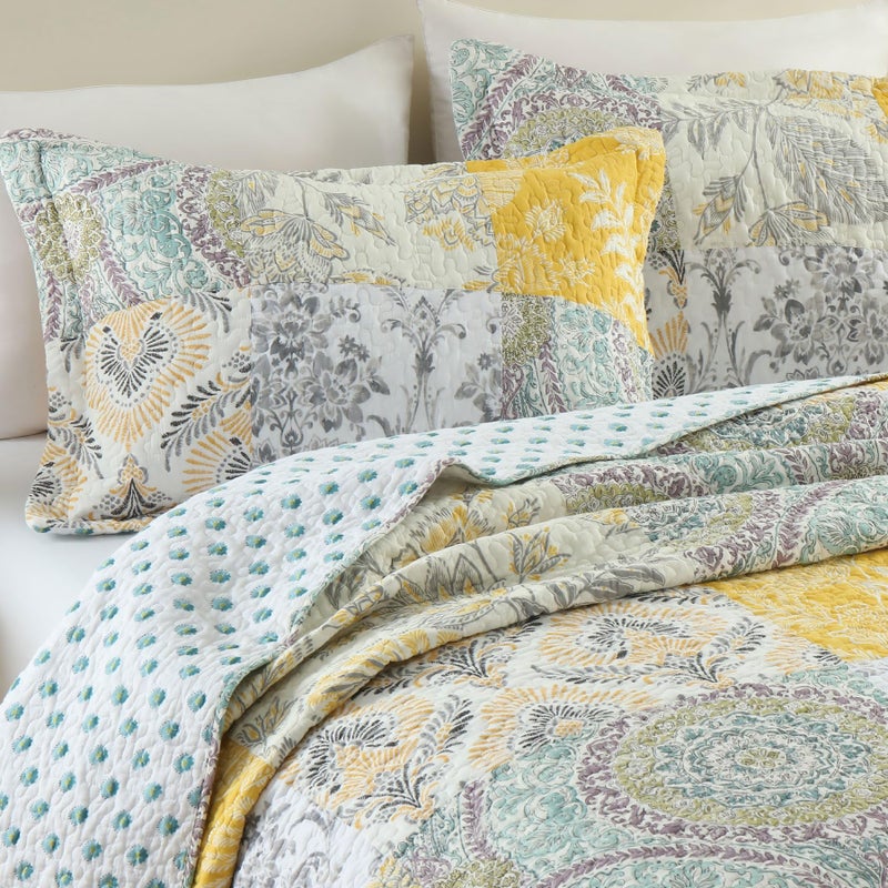 Secgo Queen Comforter Set for Bed - 100% Cotton Quilts Queen Size, Black Bedspreads (90 * 98 Inch) with 2 Pillow Shams, Patchwork Reversible Lightweight Bedding - Image 2