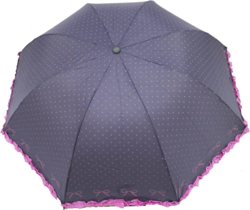 اليفن ماركت Eleven Market Wind Resistant Special Skeleton Frilled Polka Dot Plum Women's Umbrella