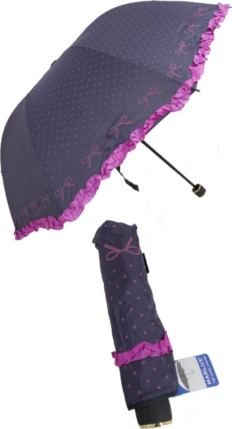 اليفن ماركت Eleven Market Wind Resistant Special Skeleton Frilled Polka Dot Plum Women's Umbrella