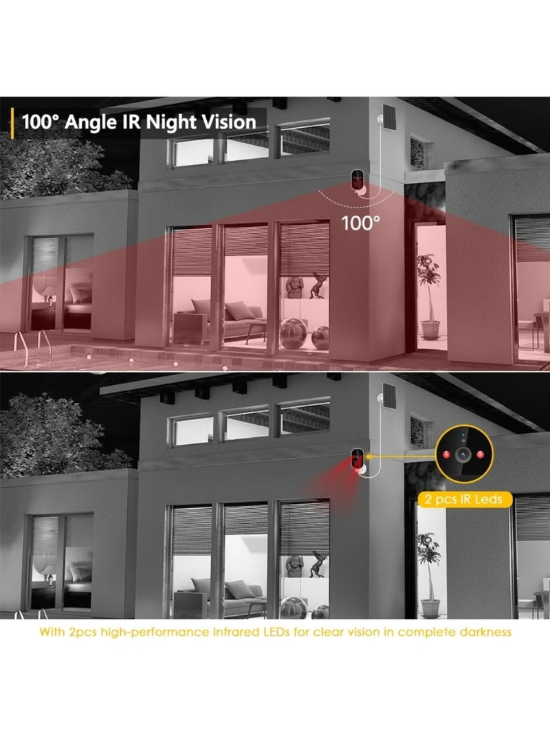 جورتان كاميرا مراقبة خارجية تعمل بالطاقة الشمسية بدقة 4 ميجابكسل، لاسلكية، بدقة 1080 بكسل، وتردد 2.4 جيجاهرتز، مزودة بخاصية كشف الأشعة تحت الحمراء (PIR) وجهاز إنذار، تعمل بالبطارية الشمسية، صوت ثنائي الاتجاه، رؤية ليلية، IP66، كاميرا مراقبة خارجية تعمل بالطاقة الشمسية - Image 2