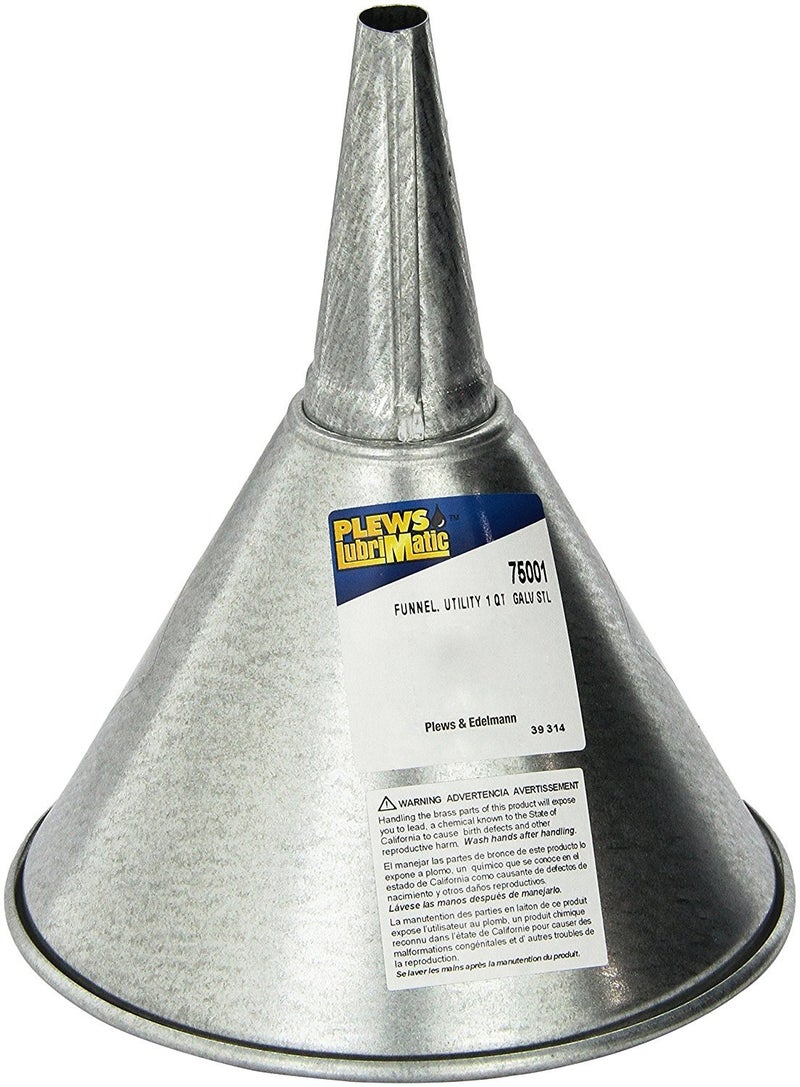 LubriMatic 75501 Galvanized Steel Utility Funnel  1 Quart