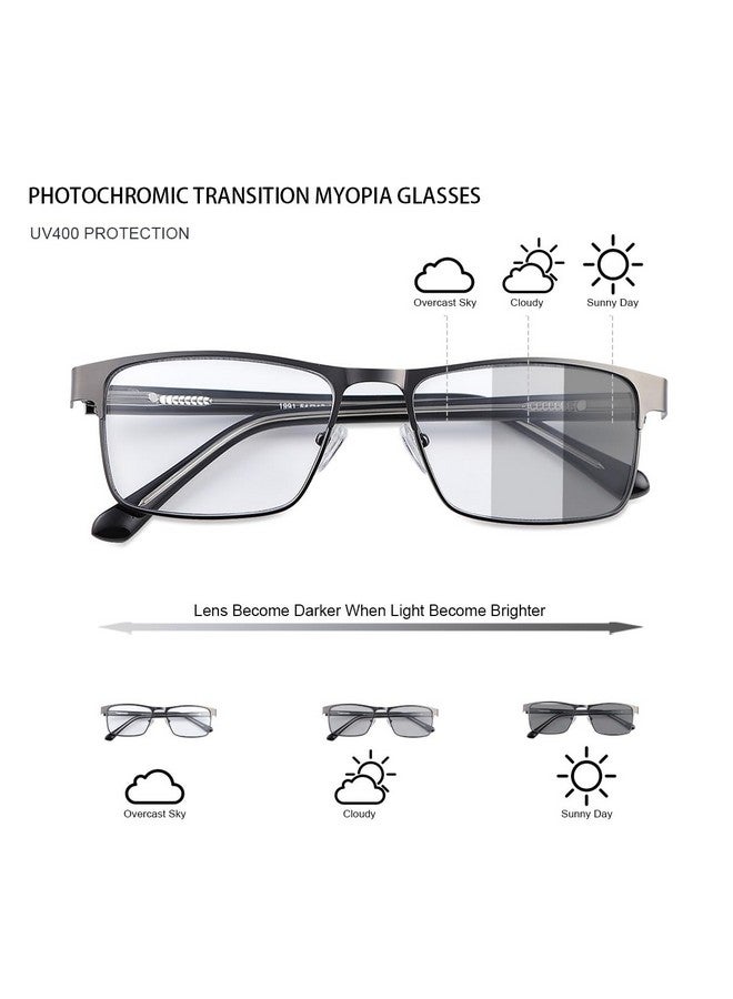 MIRYEA Photochromic Nearsighted Distance Glasses Transition Sunglasses For Men Women Retro Myopia Glasses Lightweight Negative Power Short Sighted Black Full Frame Eyewear Anit Glare Uv400 Protection - Image 3