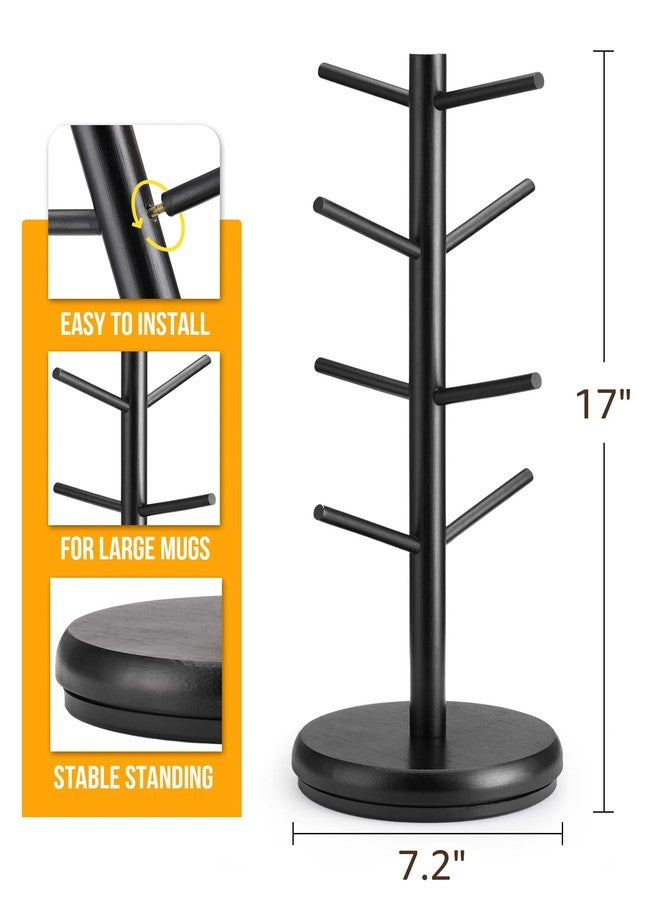 Lorbro Coffee Mug Tree, 360° Rotated Mug Holder with 8 Hooks, Wooden Coffee Cup Holder, Upgraded Mug Rack for Countertop, Coffee Mug Organizer Storage Stand, Coffee Bar Accessories & Kitchen Decor - Image 5