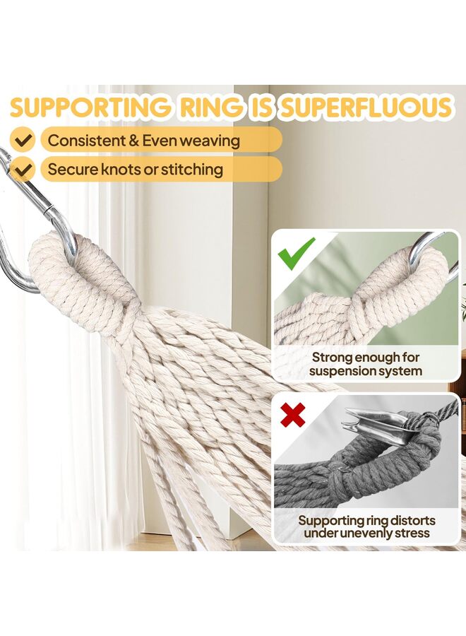 أرجوحة تخييم محمولة، أرجوحة قماشية متينة ومريحة للتعليق في الحديقة، مزودة بأحزمة تثبيت للأشجار، تتحمل وزنًا يصل إلى 200 كجم، مع حقيبة سفر، لون رمادي فاتح، مثالية للتخييم في الهواء الطلق - Image 4