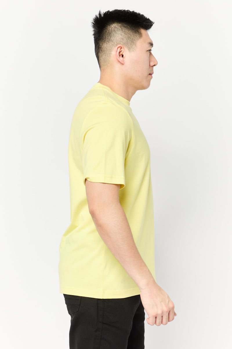 ESPRIT Men Crew Neck Short Sleeves Grapih Print T-Shirt, Yellow - Image 4
